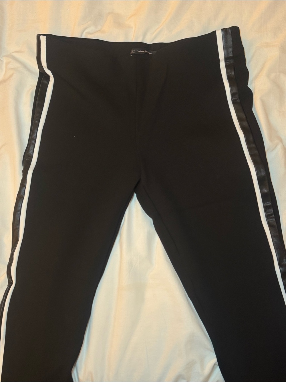 Zara Trafaluc Black Pants with White leg-band Accent
